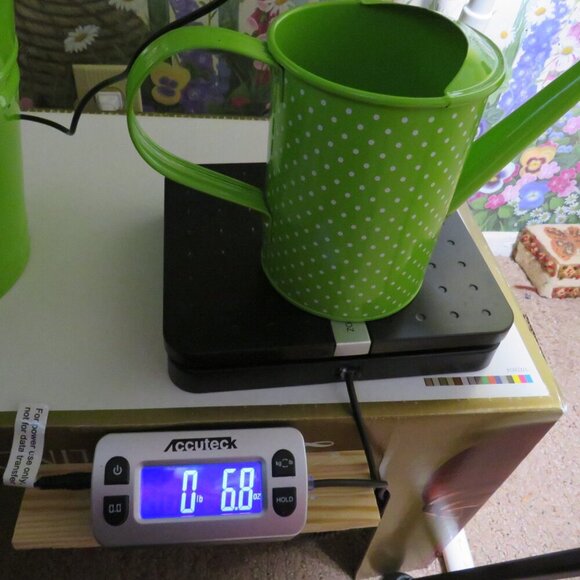 Lime Green Polka Dot Watering Can Metal Spring Decor Item - Picture 16 of 16